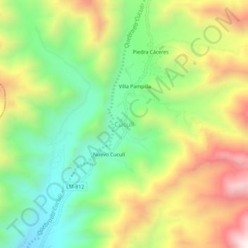 Carte topographique Cuculí, altitude, relief