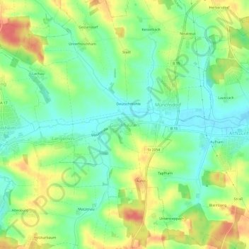 Carte topographique Gundihausen, altitude, relief