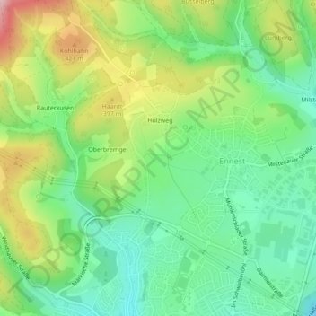 Carte topographique Wiebusch, altitude, relief