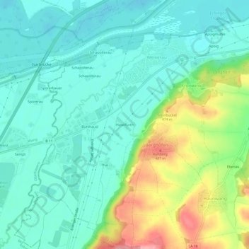 Carte topographique Haselfurth, altitude, relief