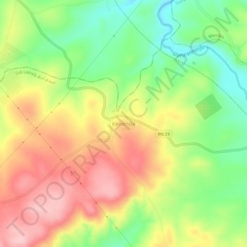 Carte topographique Kenenda, altitude, relief