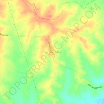 Carte topographique Las Llanadas, altitude, relief