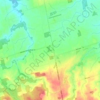 Carte topographique Colgan, altitude, relief