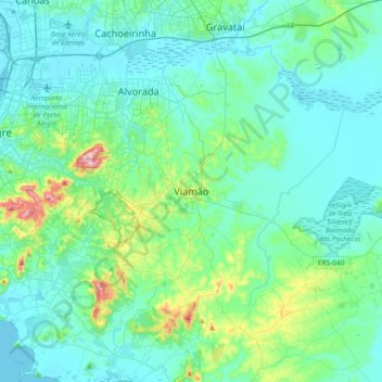 Carte topographique Viamão, altitude, relief
