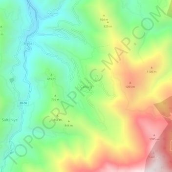 Carte topographique Çaldağ, altitude, relief