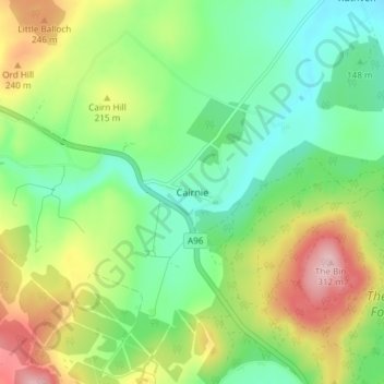 Carte topographique Cairnie, altitude, relief