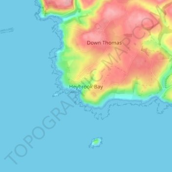 Carte topographique Heybrook Bay, altitude, relief