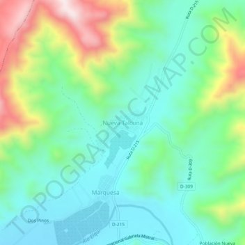 Carte topographique Nueva Talcuna, altitude, relief