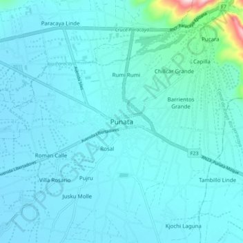 Carte topographique Punata, altitude, relief