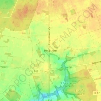 Carte topographique Heilshorn, altitude, relief