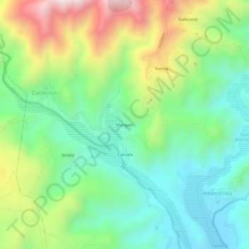 Carte topographique Mangani, altitude, relief