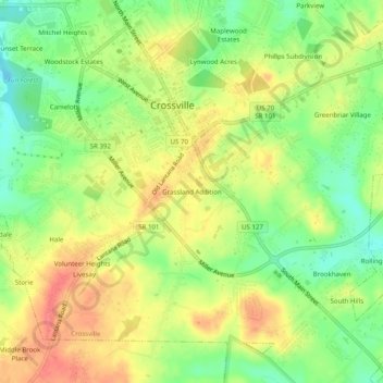 Carte topographique Grassland Addition, altitude, relief