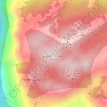 Carte topographique Pizzo Carbonara, altitude, relief
