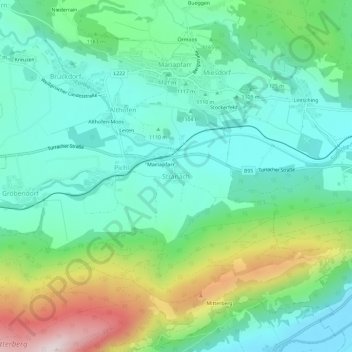 Carte topographique Stranach, altitude, relief