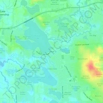 Carte topographique Oxbow, altitude, relief