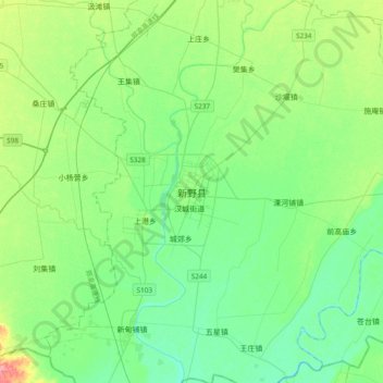 Carte topographique 新野县, altitude, relief