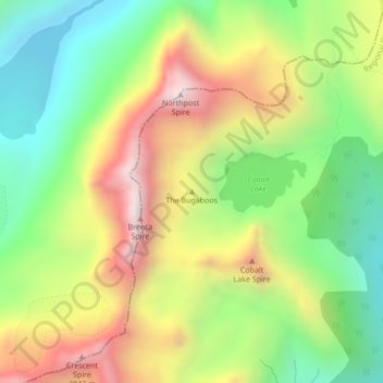 Carte topographique The Bugaboos, altitude, relief