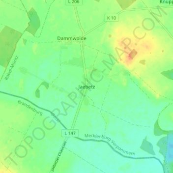 Carte topographique Jaebetz, altitude, relief