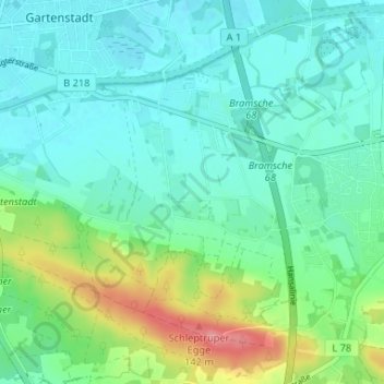 Carte topographique Schleptrup, altitude, relief