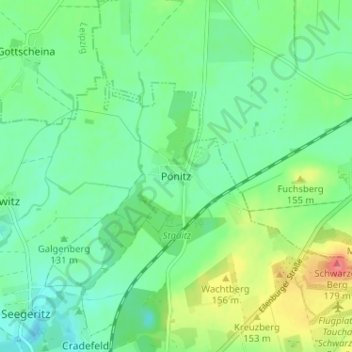 Carte topographique Pönitz, altitude, relief