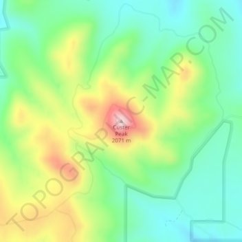 Carte topographique Custer Peak, altitude, relief