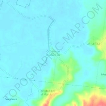 Carte topographique Oro Verde (El Arenal), altitude, relief