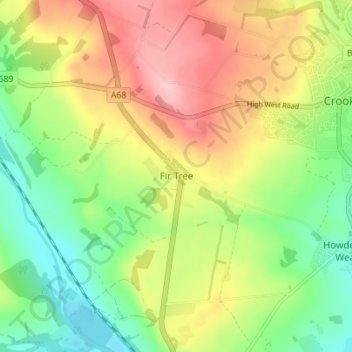 Carte topographique Fir Tree, altitude, relief