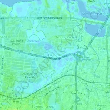 Carte topographique Asemrowo, altitude, relief