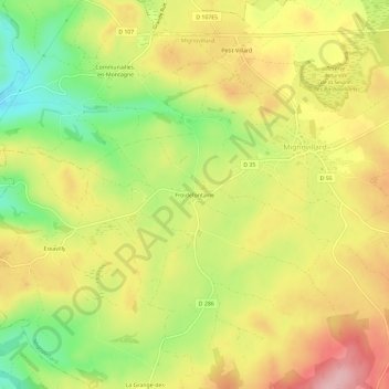 Carte topographique Froidefontaine, altitude, relief