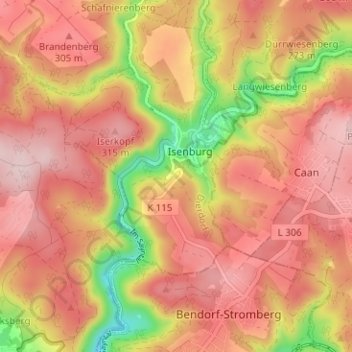 Carte topographique Siedlung, altitude, relief