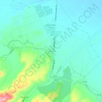 Carte topographique Cantinella, altitude, relief