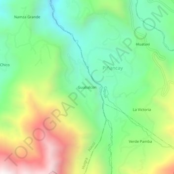 Carte topographique Guabalcon, altitude, relief