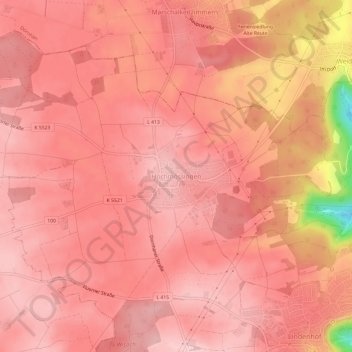 Carte topographique Hochmössingen, altitude, relief