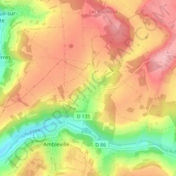 Carte topographique Le Vaumion, altitude, relief