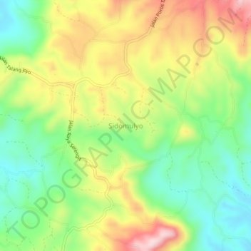 Carte topographique Sidomulyo, altitude, relief