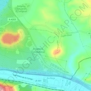 Carte topographique Malpica, altitude, relief