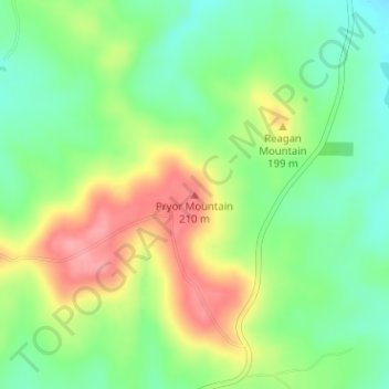Carte topographique Pryor Mountain, altitude, relief
