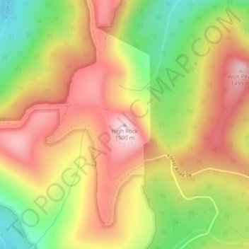Carte topographique High Rock, altitude, relief