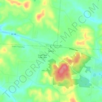 Carte topographique Rodney, altitude, relief