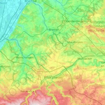 Carte topographique Neulingen, altitude, relief
