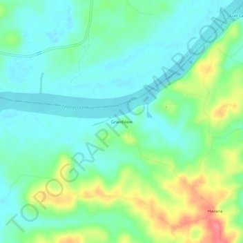 Carte topographique Grandview, altitude, relief