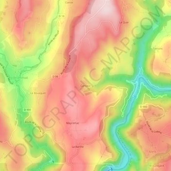 Carte topographique Gervaux, altitude, relief