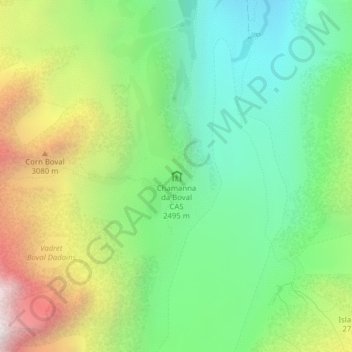 Carte topographique Chamanna da Boval CAS, altitude, relief