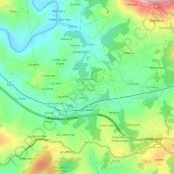 Carte topographique San Claudio, altitude, relief