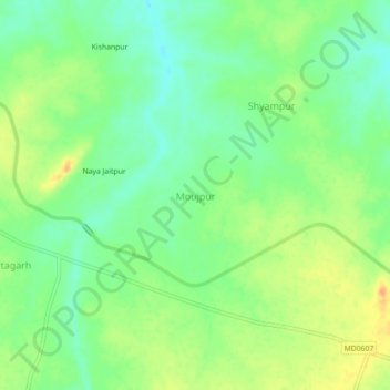 Carte topographique Moujpur, altitude, relief