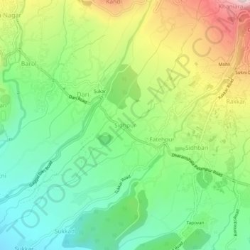 Carte topographique Sidhpur, altitude, relief