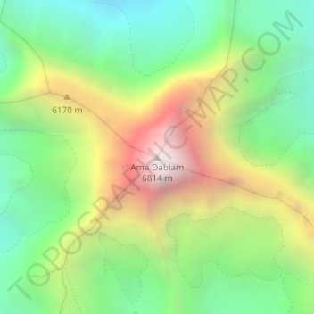 Carte topographique Ama Dablam, altitude, relief