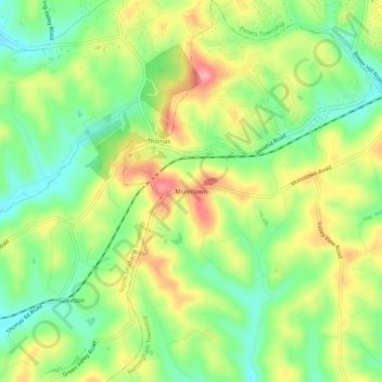 Carte topographique Munntown, altitude, relief