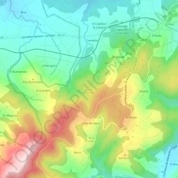 Carte topographique Orxales, altitude, relief