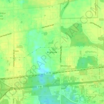 Carte topographique Brightsville, altitude, relief